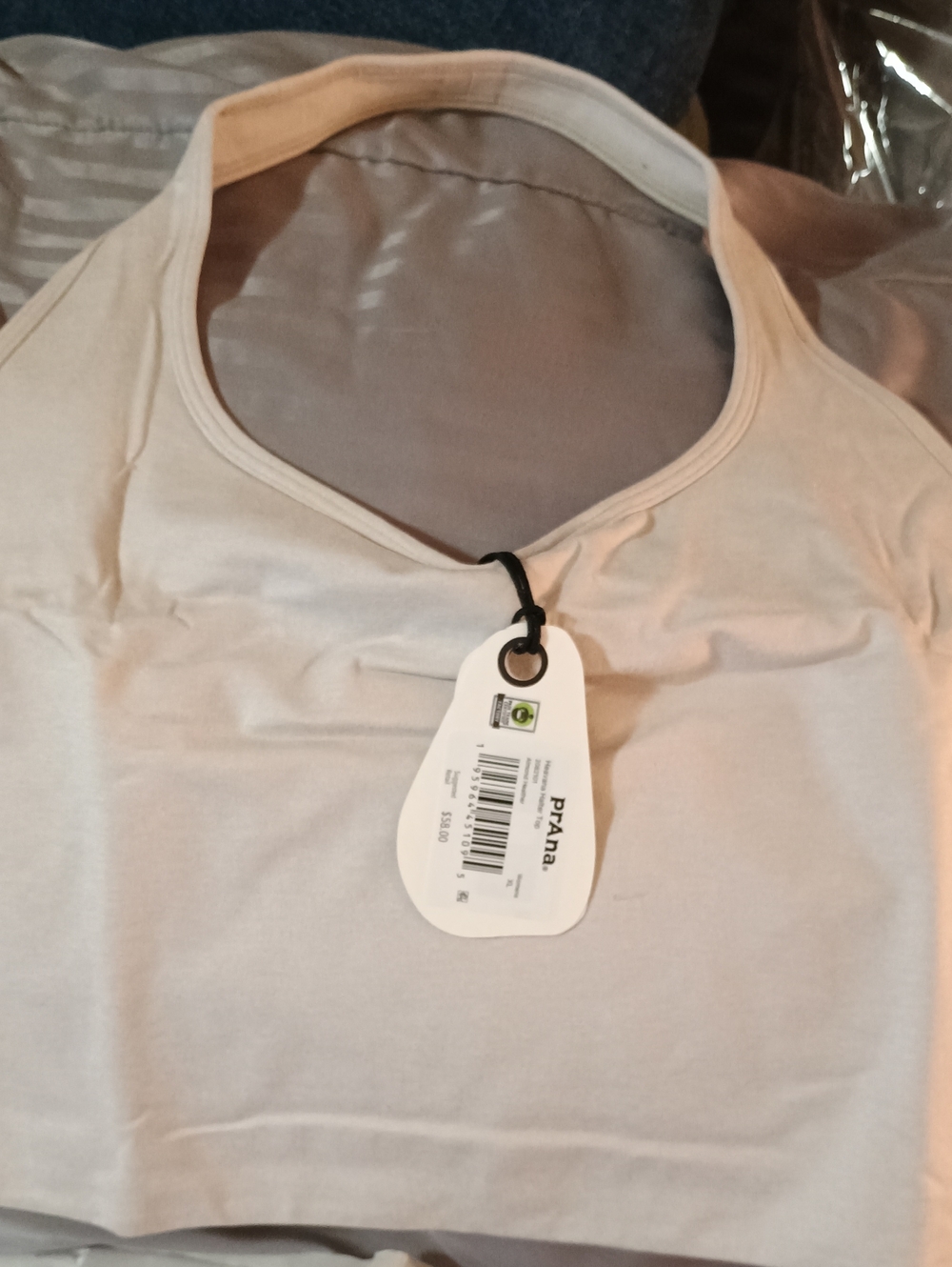 NWT prAna Heavana Halter Top Heather Almond Yoga Bra Tank Extra Large